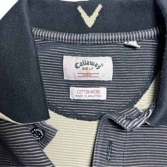 Callaway Cotton Striped Polo, Navy and White, L - Picture 4 of 9